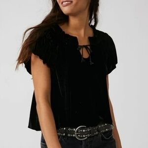 Free People Terese Black Velvet Top NWT